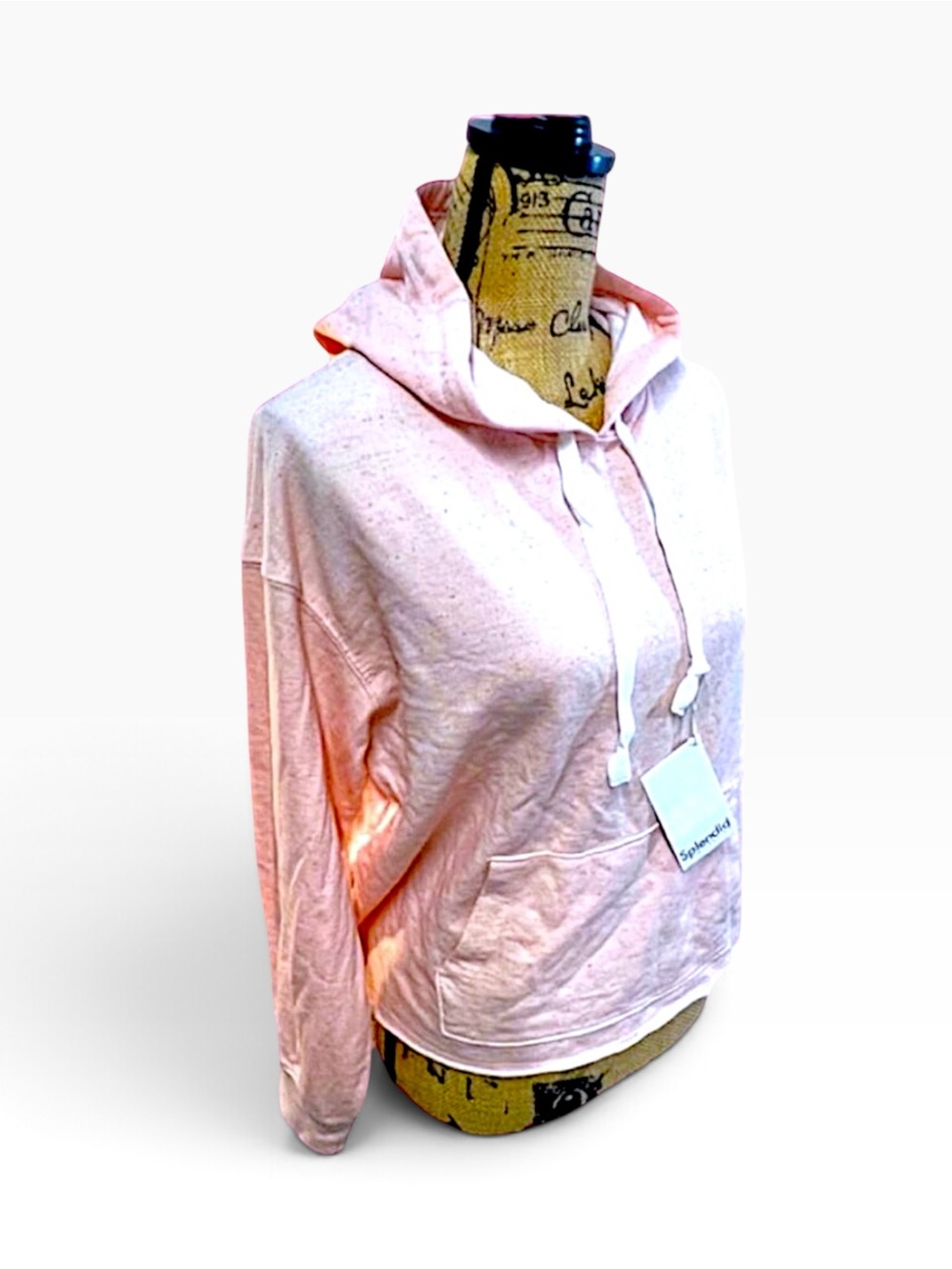 SPLENDID light pink speckled hoodie with frayed hem NEW WITH tags SZ M